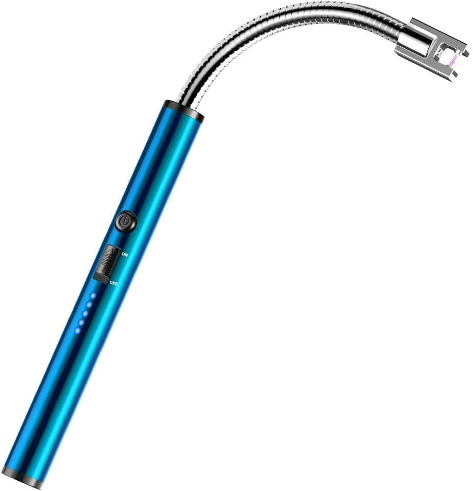 Candle Lighter, USB Rechargeable Lighter,Electric Arc Lighter Long Flexible Flameless for Candles,Camping,Grill,Stove,Bbq(Blue)