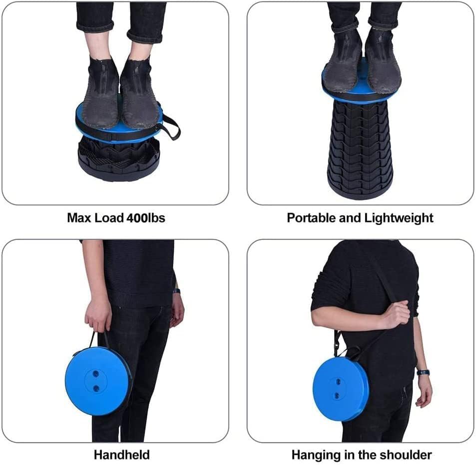 2023 Upgraded Portable Retractable Folding Stool, Collapsible Telescoping Foldable Camping Stool for Adults for Outdoor Fishing Hiking Gardening Travel BBQ