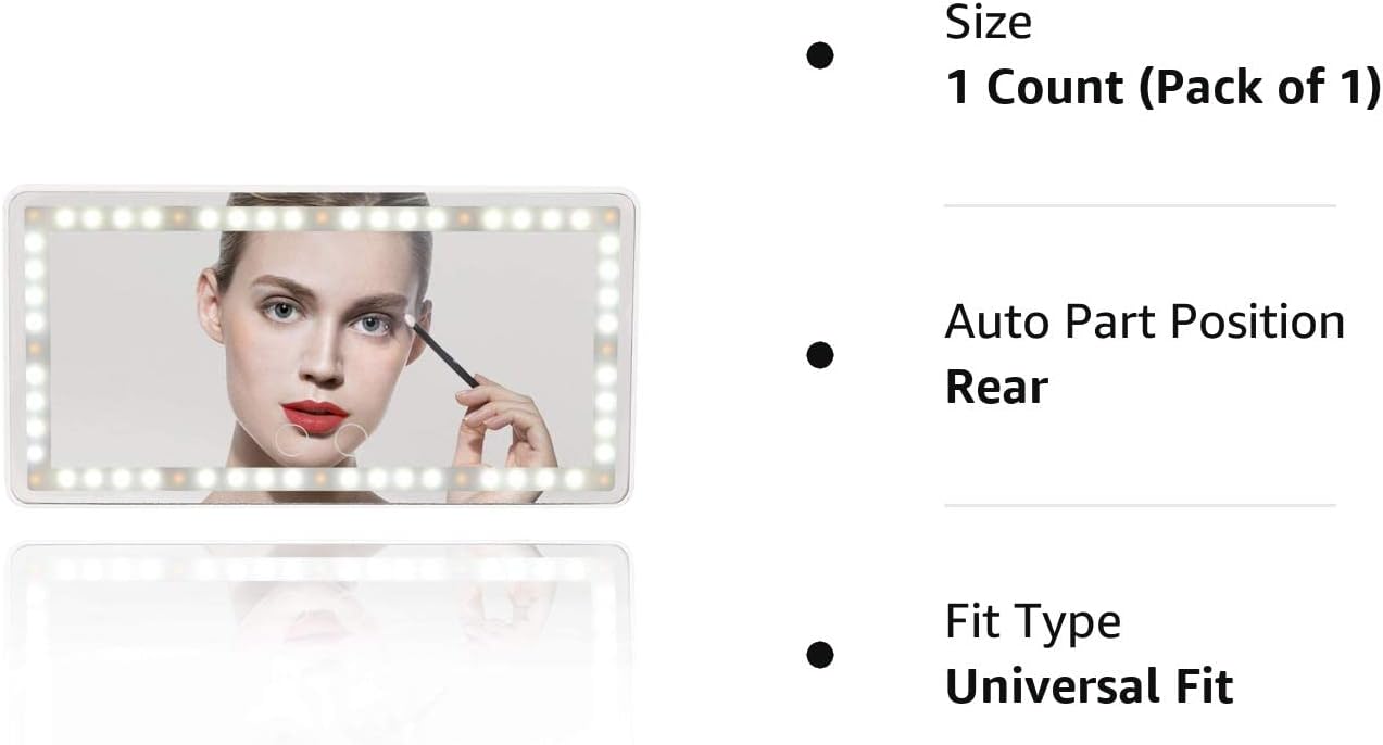 Car Visor Vanity Mirror Rechargeable with 3 Light Modes & 60 Leds,Mirror for Truck SUV Rear View Dimmable Touch Screen,Car as a Gifts Women Valentine'S Day (White)