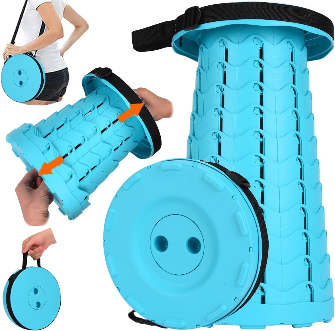 2023 Upgraded Portable Retractable Folding Stool, Collapsible Telescoping Foldable Camping Stool for Adults for Outdoor Fishing Hiking Gardening Travel BBQ