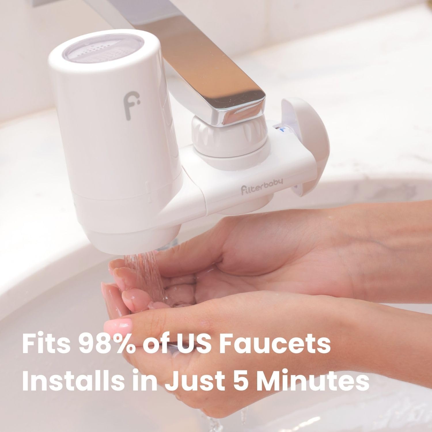 Faucet-Mounted Water Filter for Skin Care - Hydrate & Brighten Skin While It Cleans - Targets, Heavy Metals - Fits Most Standard US Faucets - Three Settings - Pink