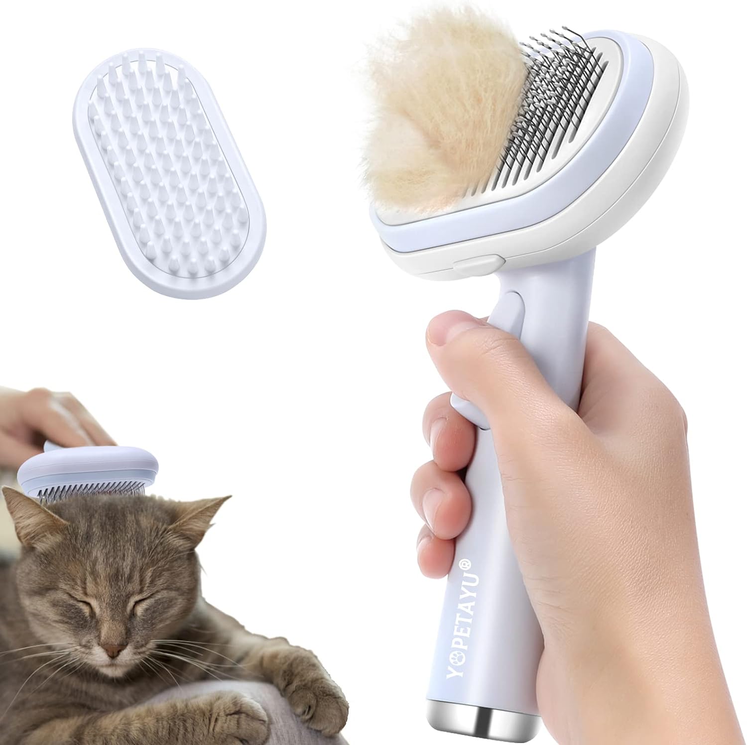 Dog Brush for Shedding Long & Short Haired Dogs, Cat Self Cleaning Slicker Retractable Brush for Curly Straight Hair, Removes Loose Fur, Mats, Tangles from Animals & Pet'S Coat, Black
