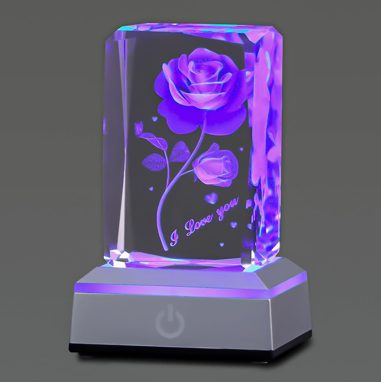 3D Rose Crystal Multicolor Nightlight - I Love You Decolamp - Perfect Valentines Day Gift Ideas for Her My Girlfriend Wife Mom - Unique Anniversary Birthday Presents