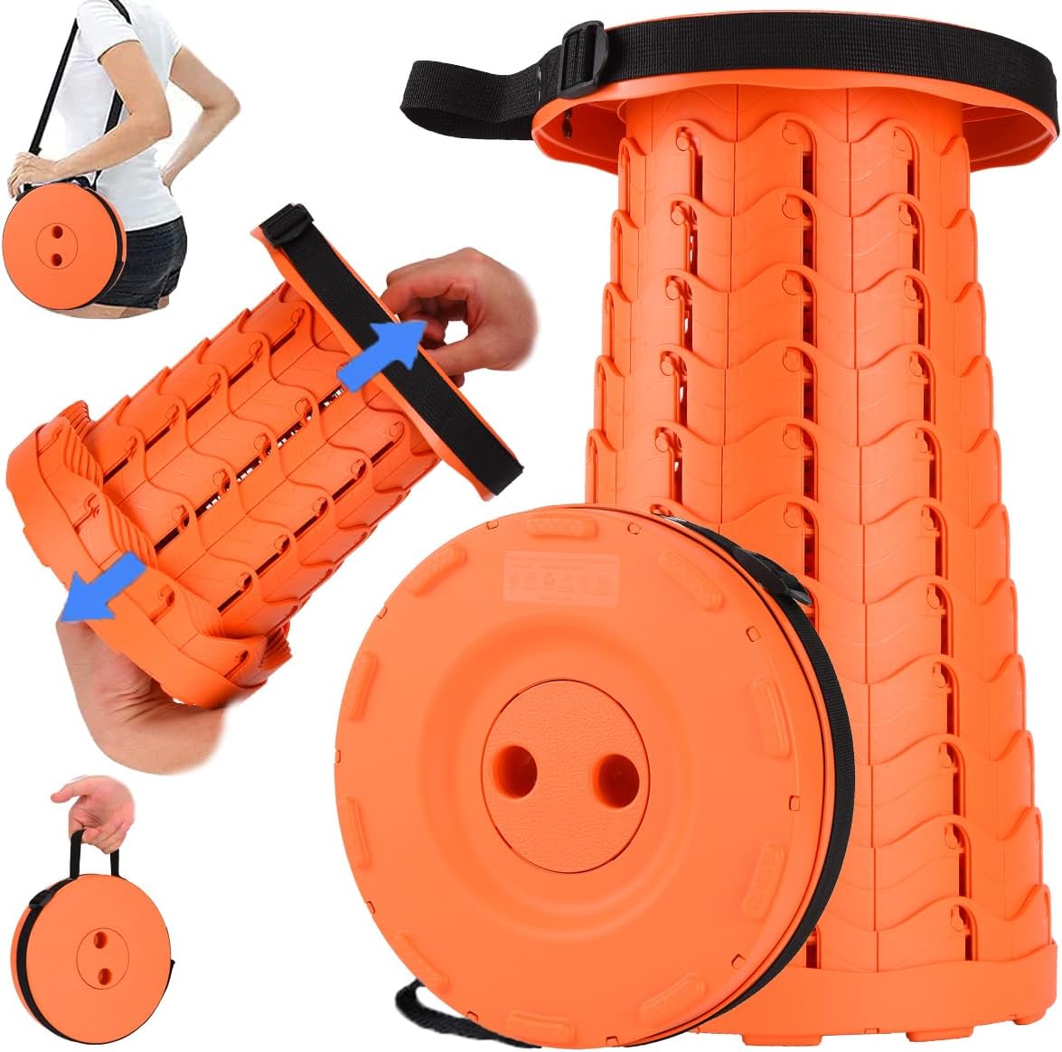 2023 Upgraded Portable Retractable Folding Stool, Collapsible Telescoping Foldable Camping Stool for Adults for Outdoor Fishing Hiking Gardening Travel BBQ