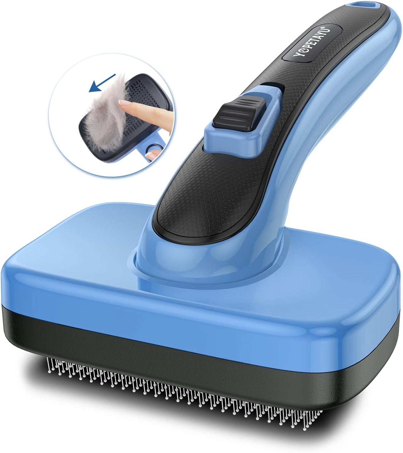 Dog Brush for Shedding Long & Short Haired Dogs, Cat Self Cleaning Slicker Retractable Brush for Curly Straight Hair, Removes Loose Fur, Mats, Tangles from Animals & Pet'S Coat, Black