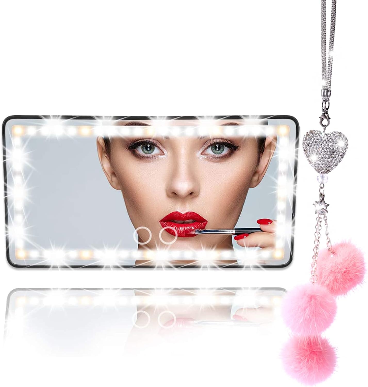 Car Visor Vanity Mirror Rechargeable with 3 Light Modes & 60 Leds,Mirror for Truck SUV Rear View Dimmable Touch Screen,Car as a Gifts Women Valentine'S Day (White)