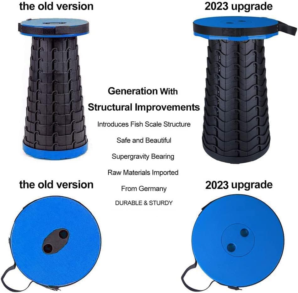 2023 Upgraded Portable Retractable Folding Stool, Collapsible Telescoping Foldable Camping Stool for Adults for Outdoor Fishing Hiking Gardening Travel BBQ