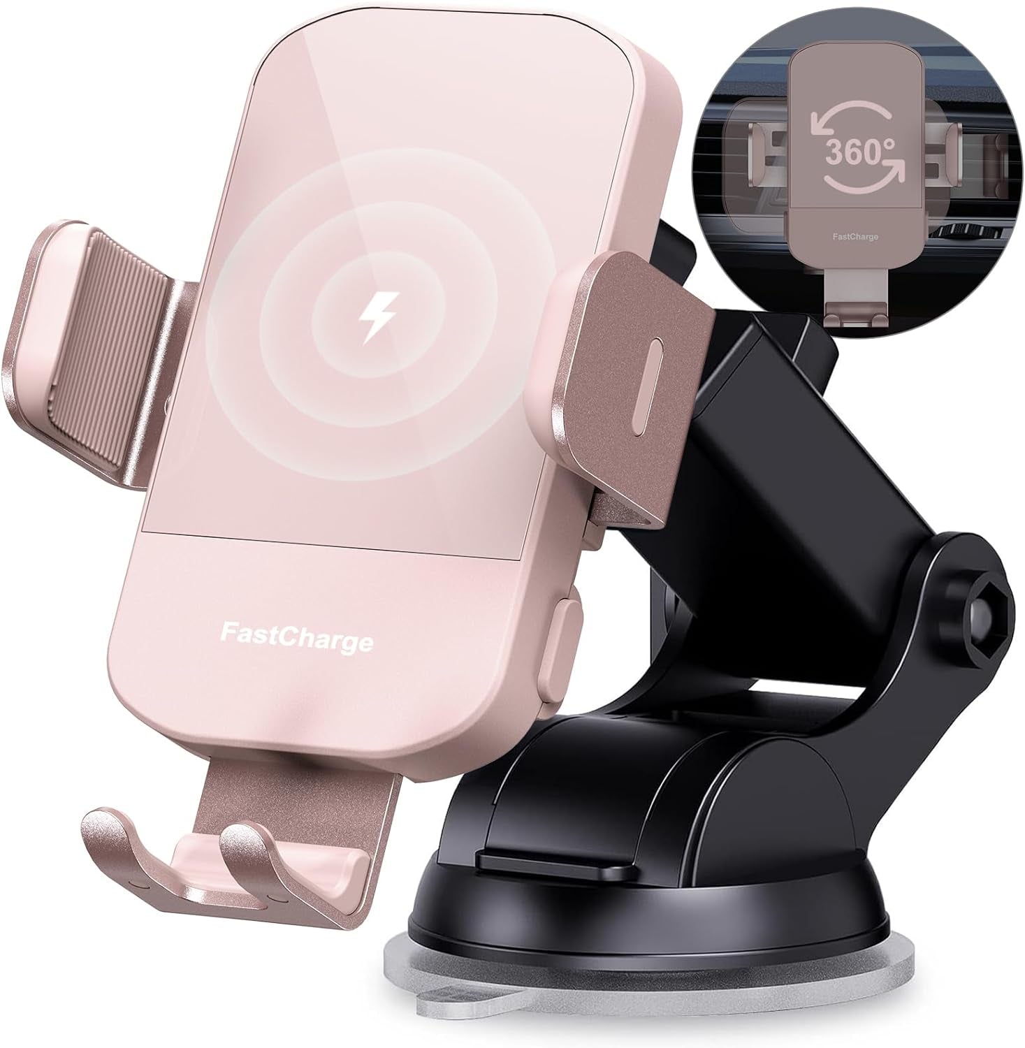 Wireless Car Charger, 15W Qi Fast Charging Auto Clamping Car Charger Phone Mount Windshield Dashboard Air Vent Phone Holder for Iphone 11 Pro Max Xs, Samsung Galaxy S20, S10+ S9+ Note 9, Etc