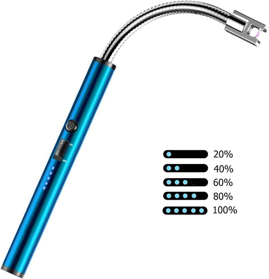 Candle Lighter, USB Rechargeable Lighter,Electric Arc Lighter Long Flexible Flameless for Candles,Camping,Grill,Stove,Bbq(Blue)