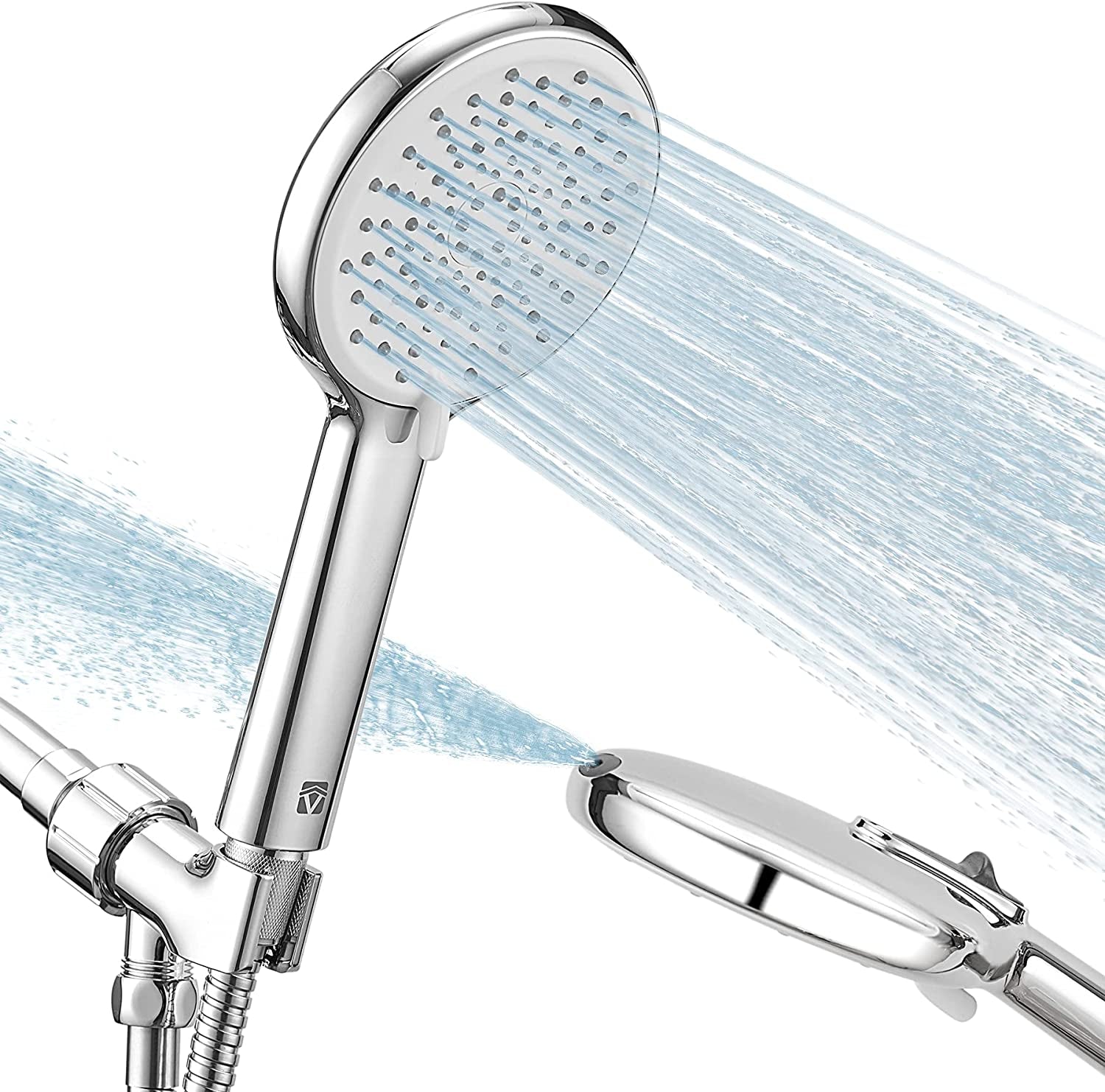 High Pressure Handheld Shower Head 4-Setting Shower Head Kit - Jet Water Mode - with 59" Stainless Hose and Adjustable Mount Excellent Replacement for Bath Showerhead (HM-001 Brushed Nickel)