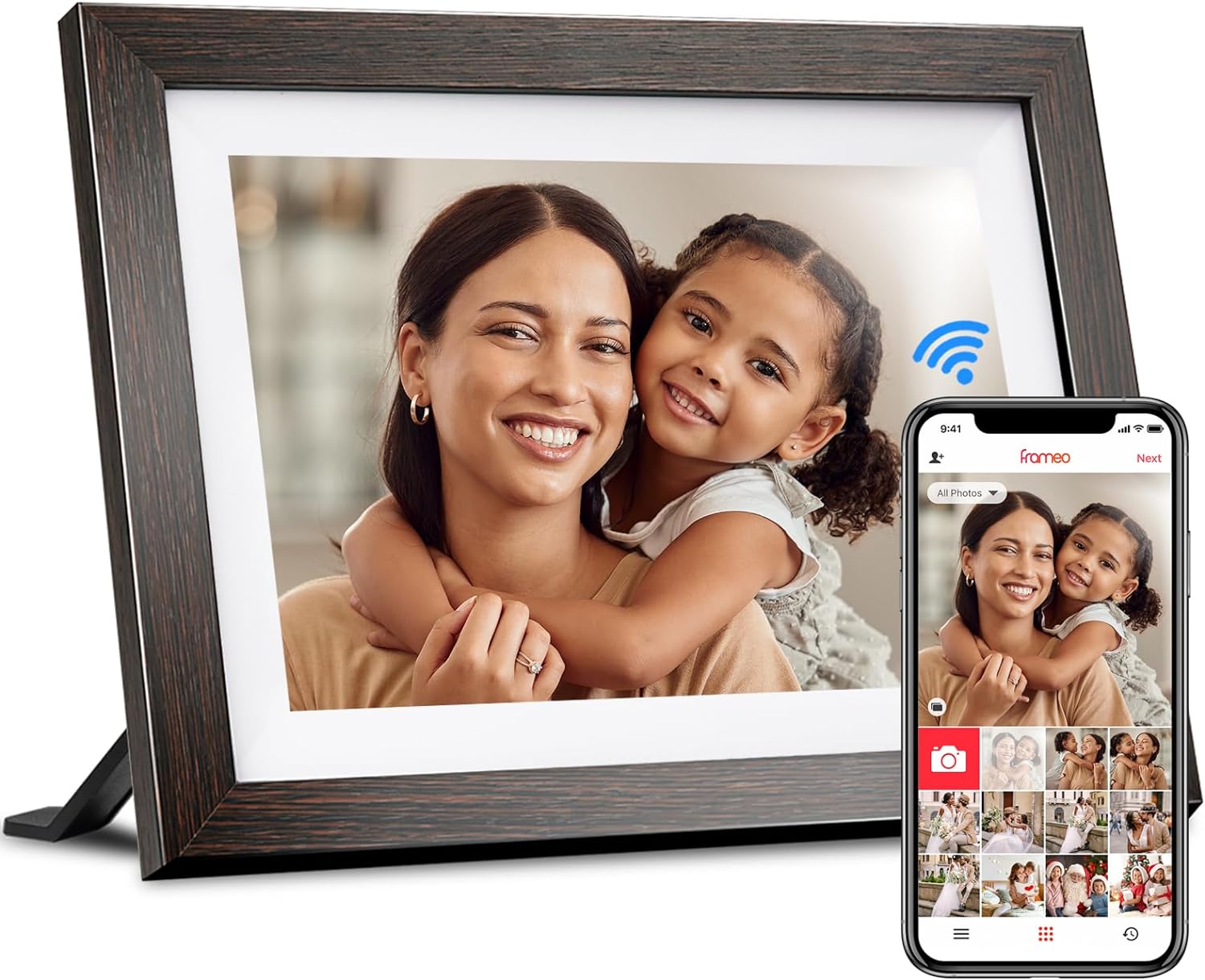 32GB Frameo Digital Picture Frame, 10.1 Inch Wifi Digital Photo Frame, 1280X800 IPS Touch Screen, Send Photos/Videos via Free App from Anywhere(Black)