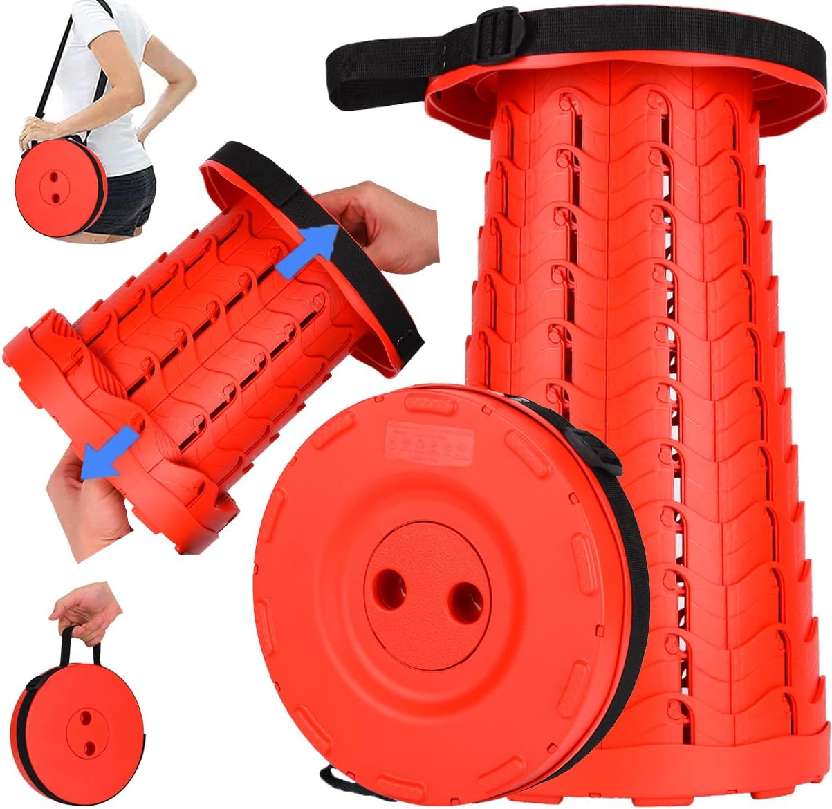 2023 Upgraded Portable Retractable Folding Stool, Collapsible Telescoping Foldable Camping Stool for Adults for Outdoor Fishing Hiking Gardening Travel BBQ