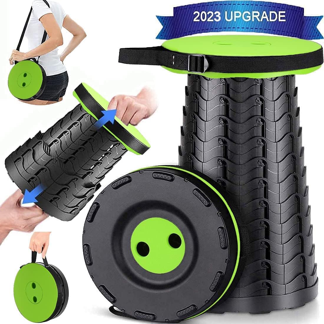2023 Upgraded Portable Retractable Folding Stool, Collapsible Telescoping Foldable Camping Stool for Adults for Outdoor Fishing Hiking Gardening Travel BBQ