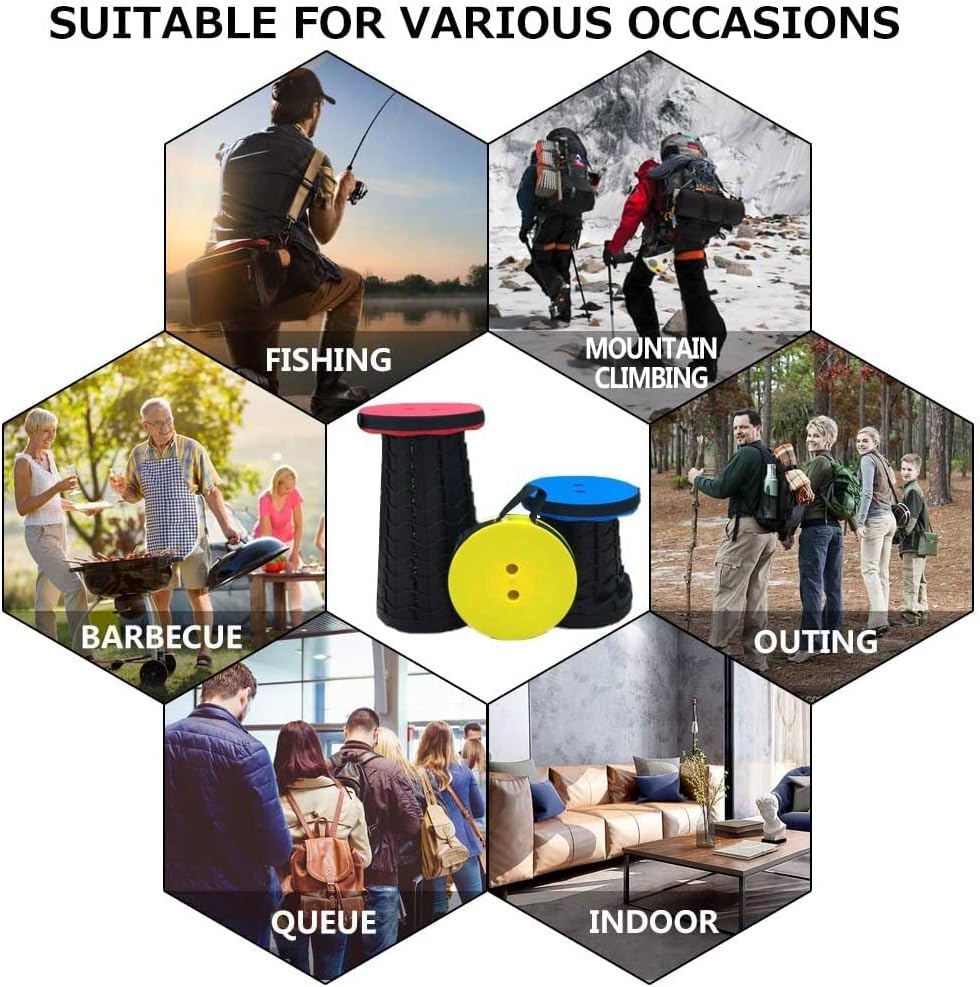 2023 Upgraded Portable Retractable Folding Stool, Collapsible Telescoping Foldable Camping Stool for Adults for Outdoor Fishing Hiking Gardening Travel BBQ