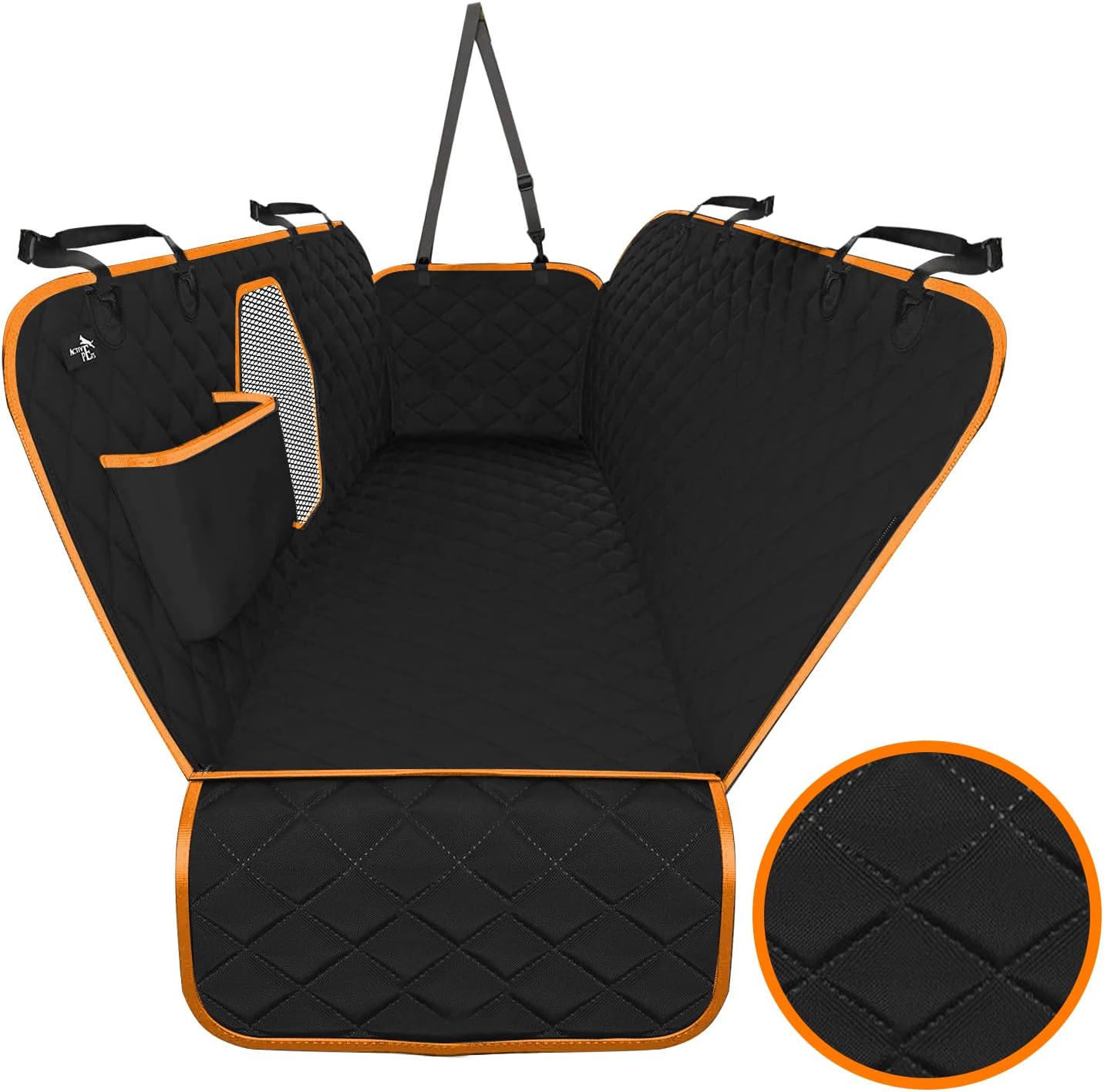 Dog Car Seat Cover Car Seat Protector- Dog Seat Cover for Back Seat of Suvs, Trucks, Cars - Waterproof & Convertible Vehicle Dog Hammock for Car Backseat - Mesh Window - Black