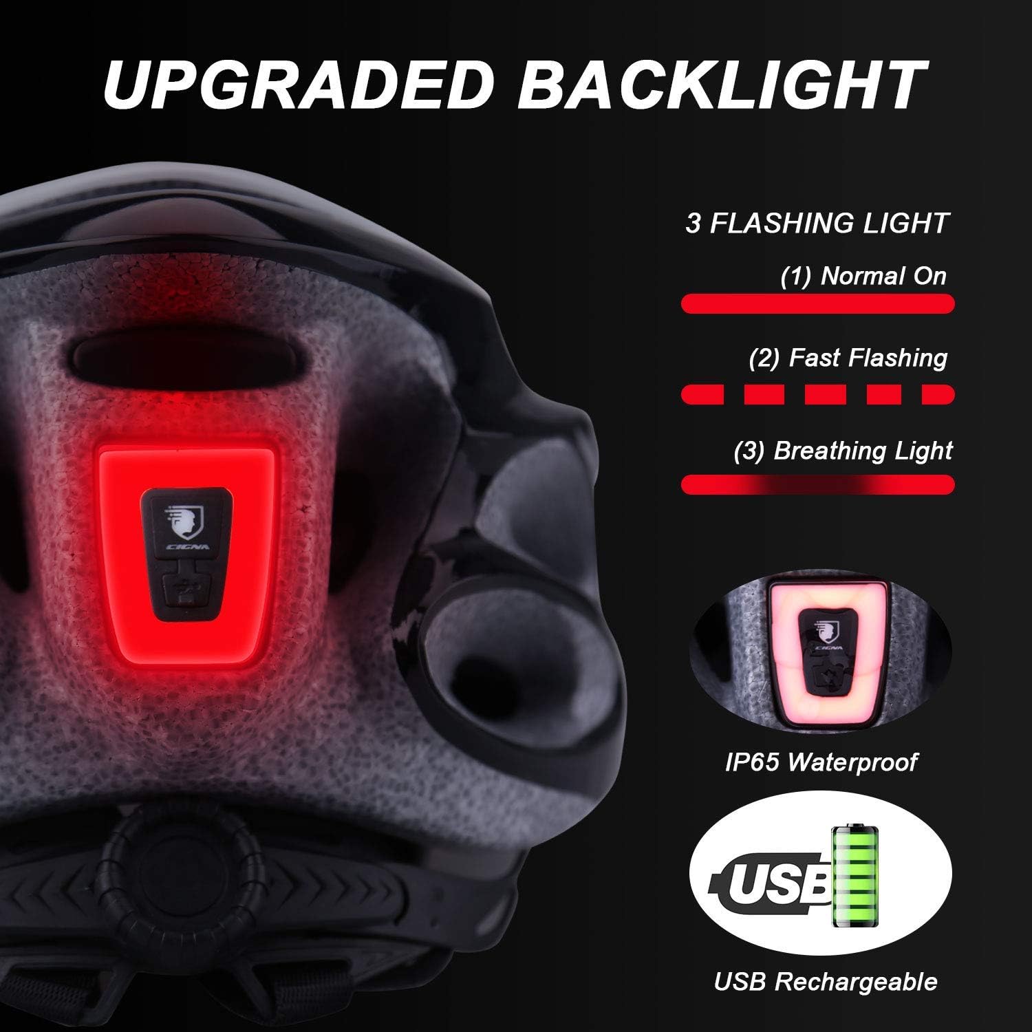 Bike Helmet, Bicycle Helmet with USB Charging Light&Detachable Magnetic Goggles&Removable Sun Visor&Portable Bag Adjustable Cycling Helmet