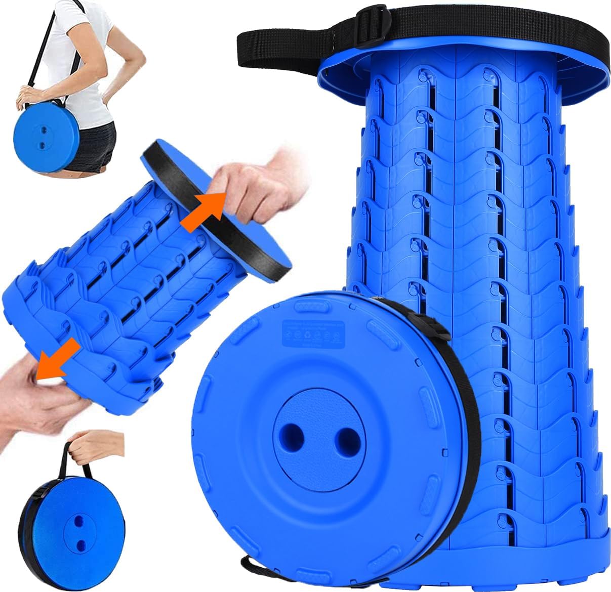 2023 Upgraded Portable Retractable Folding Stool, Collapsible Telescoping Foldable Camping Stool for Adults for Outdoor Fishing Hiking Gardening Travel BBQ