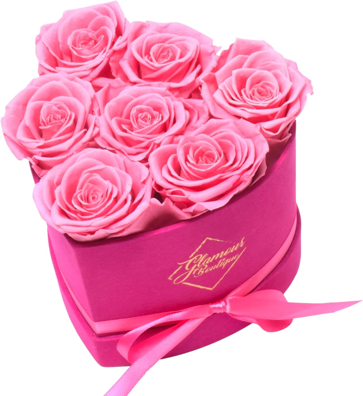 27-Piece Forever Flowers Heart Shape Box - Preserved Roses, Immortal Roses That Last a Year - Eternal Rose Preserved Flowers for Delivery Prime Mothers Day & Valentines Day - Pink