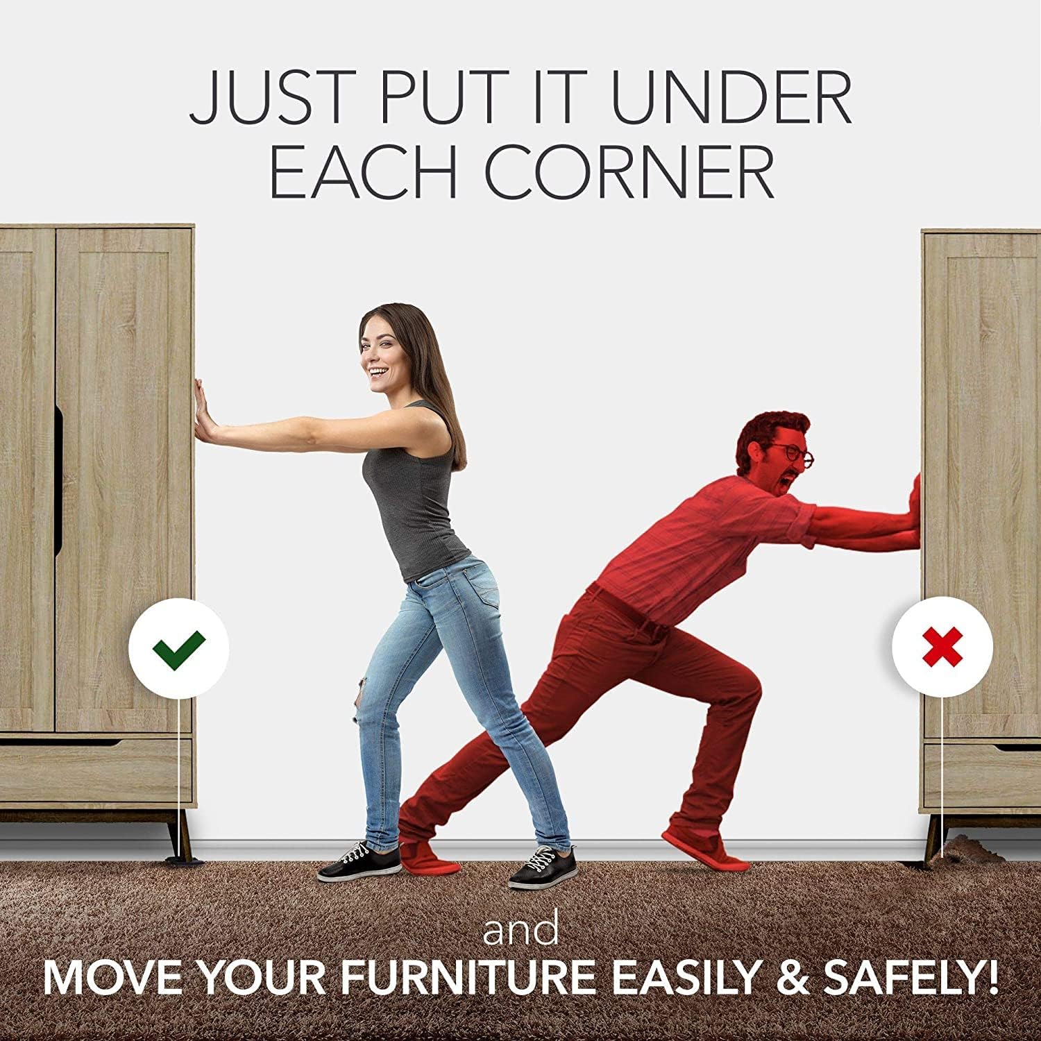 Furniture Sliders for Carpet - 16 PCS Best Heavy Moving Pads 3 1/2" - Sliders for Furniture. Move Your Furniture Easy with Reusable Furniture Movers Sliders for Carpets!
