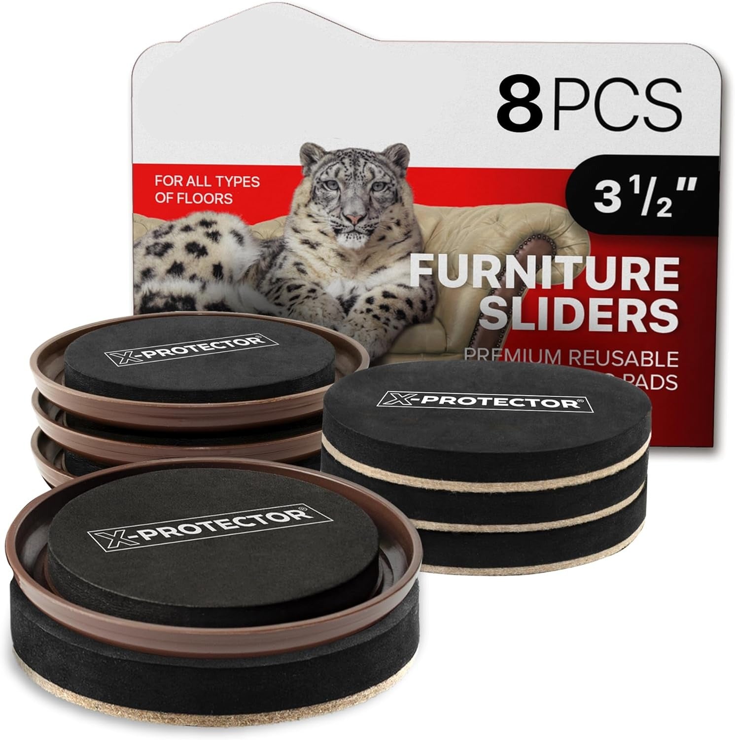 Furniture Sliders for Carpet - 16 PCS Best Heavy Moving Pads 3 1/2" - Sliders for Furniture. Move Your Furniture Easy with Reusable Furniture Movers Sliders for Carpets!