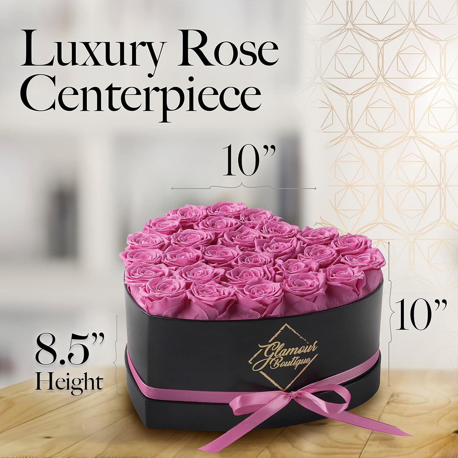 27-Piece Forever Flowers Heart Shape Box - Preserved Roses, Immortal Roses That Last a Year - Eternal Rose Preserved Flowers for Delivery Prime Mothers Day & Valentines Day - Pink