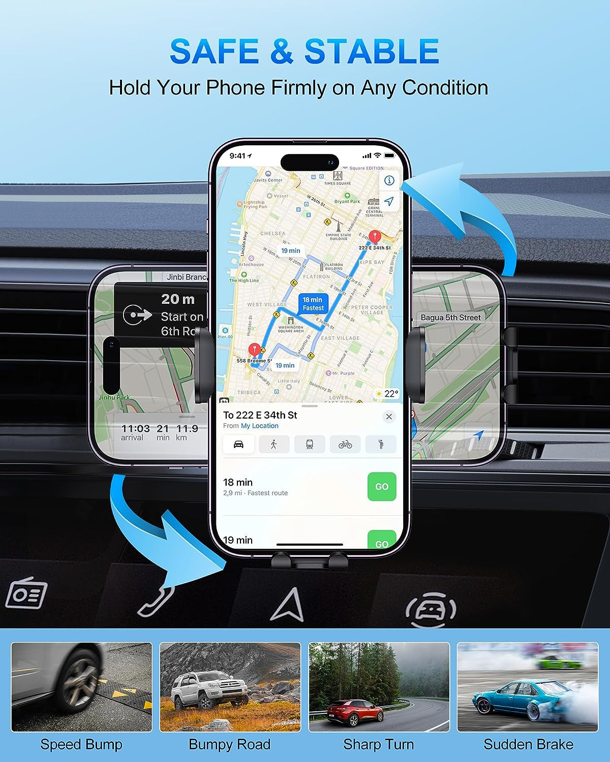 Wireless Car Charger, 15W Qi Fast Charging Auto Clamping Car Charger Phone Mount Windshield Dashboard Air Vent Phone Holder for Iphone 11 Pro Max Xs, Samsung Galaxy S20, S10+ S9+ Note 9, Etc