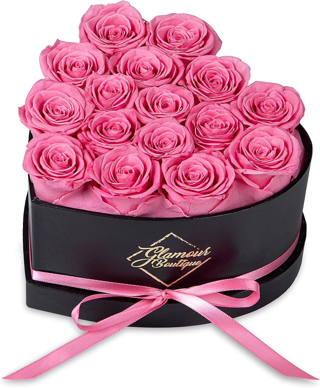 27-Piece Forever Flowers Heart Shape Box - Preserved Roses, Immortal Roses That Last a Year - Eternal Rose Preserved Flowers for Delivery Prime Mothers Day & Valentines Day - Pink