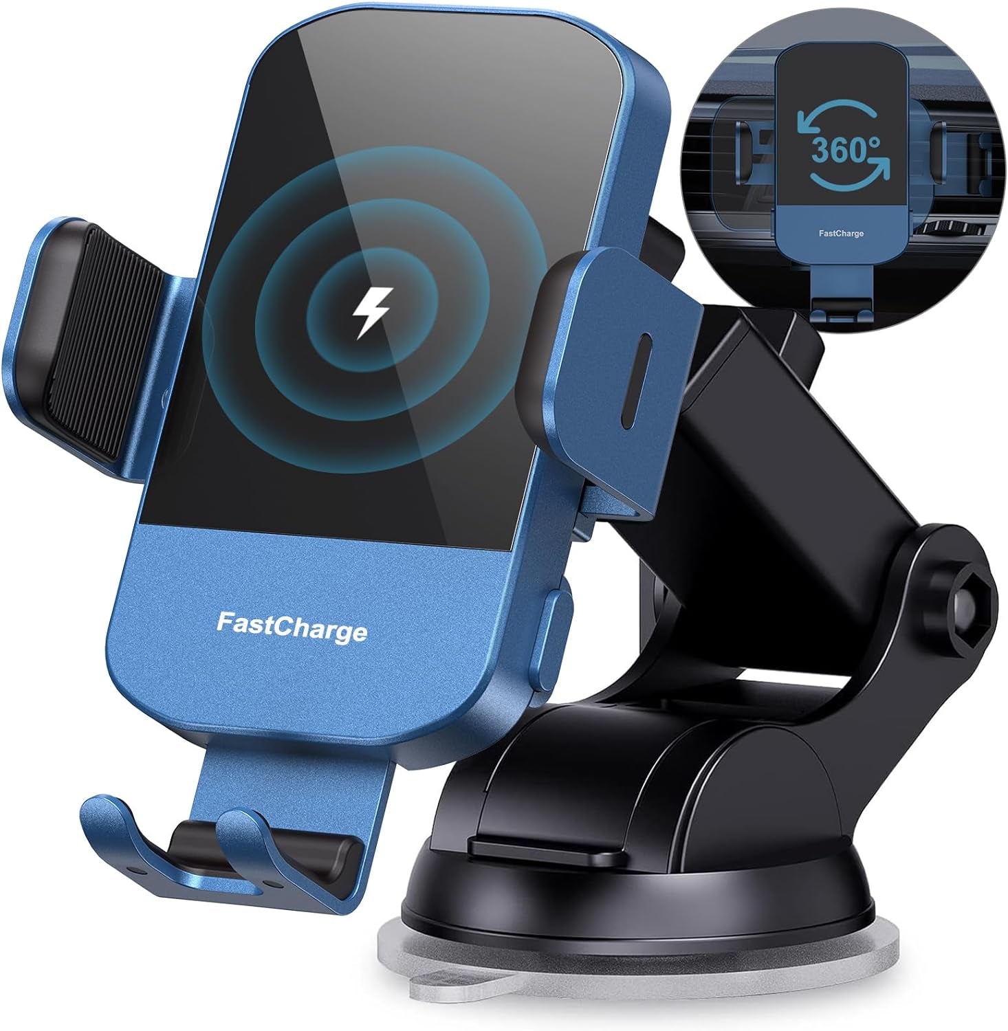 Wireless Car Charger, 15W Qi Fast Charging Auto Clamping Car Charger Phone Mount Windshield Dashboard Air Vent Phone Holder for Iphone 11 Pro Max Xs, Samsung Galaxy S20, S10+ S9+ Note 9, Etc