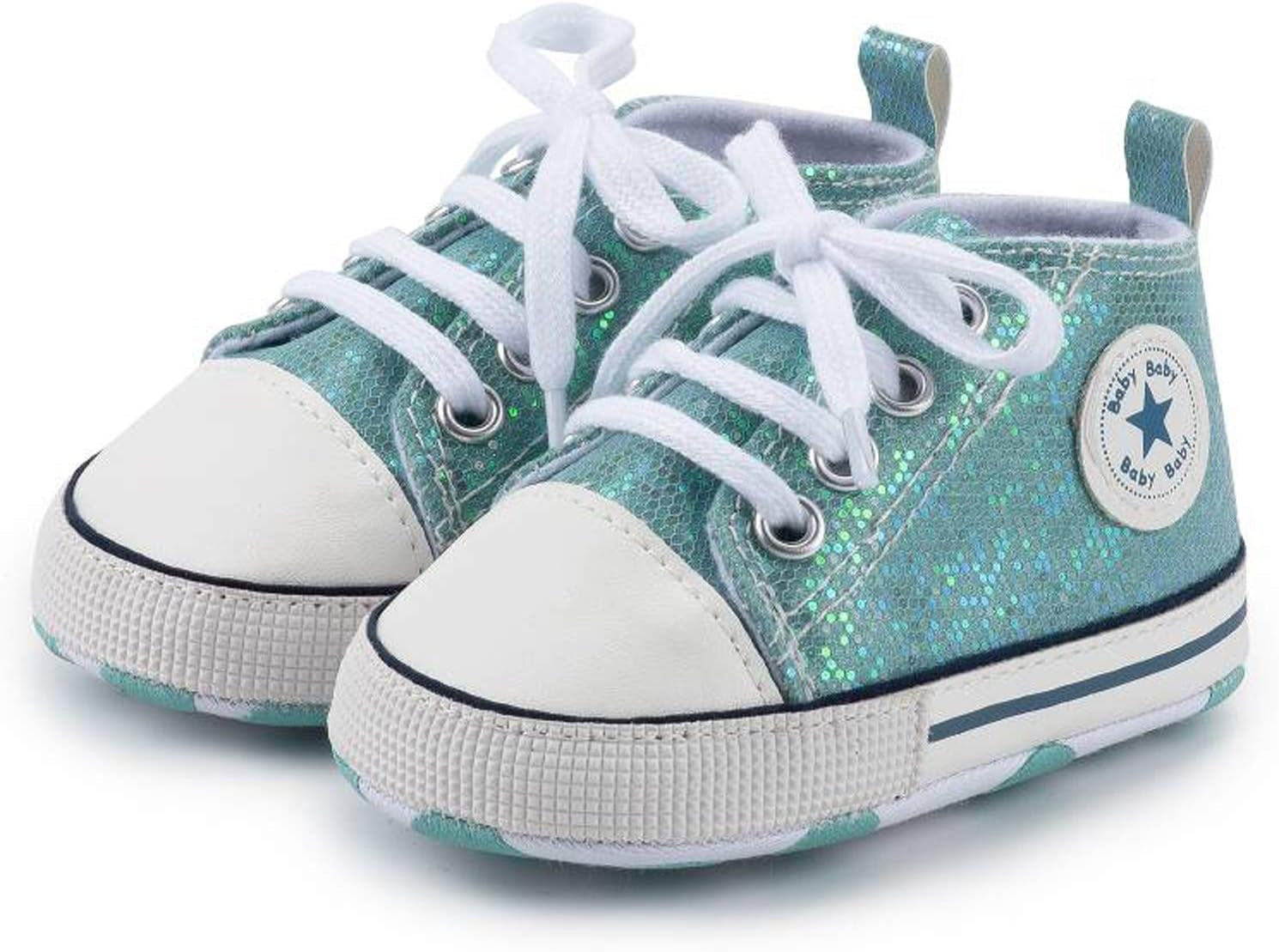 Unisex Baby Boy Girl Canvas Sneaker Soft Sole Infant Lace up Newborn Ankle Toddler First Walkers Crib Shoes
