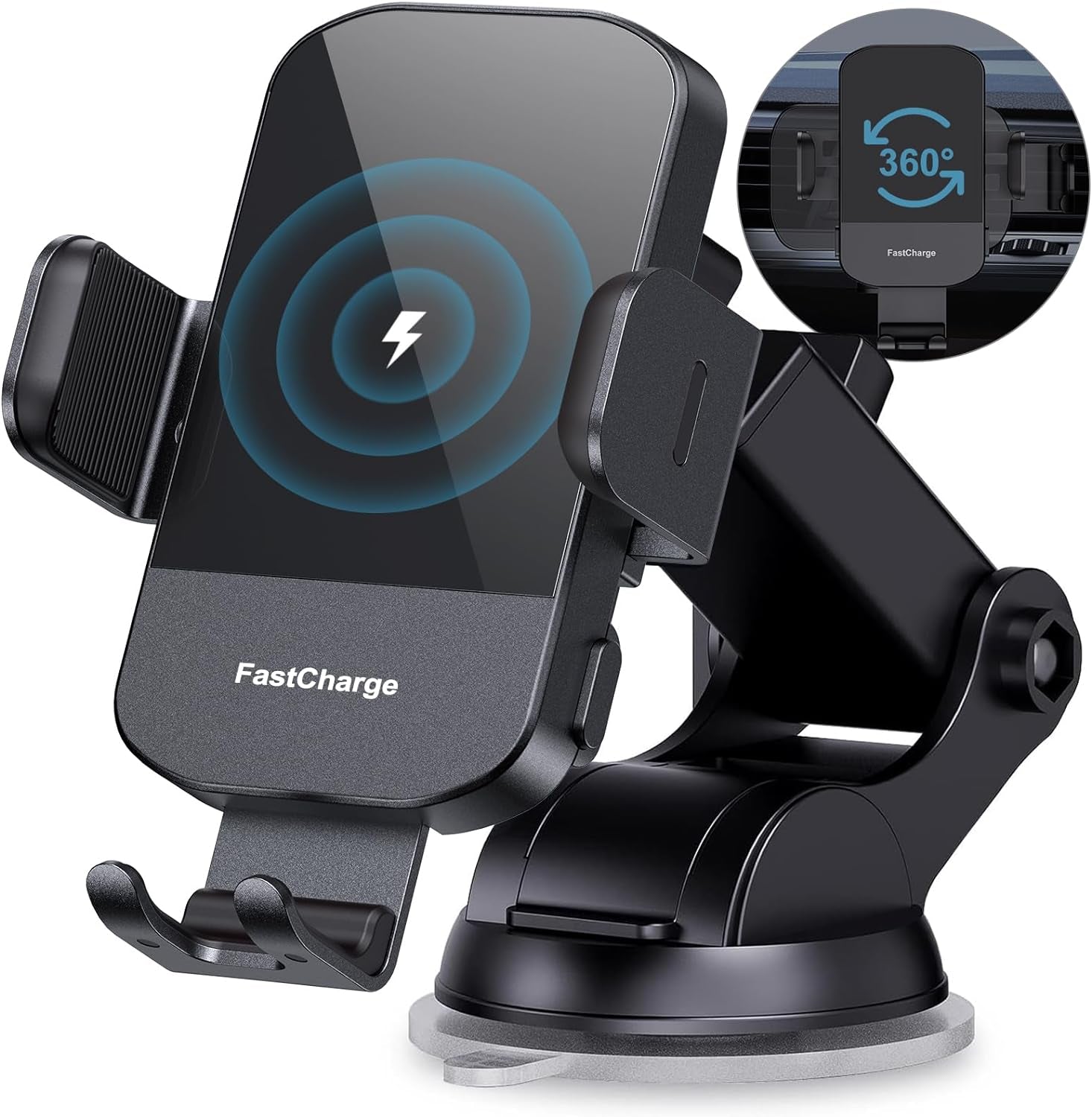 Wireless Car Charger, 15W Qi Fast Charging Auto Clamping Car Charger Phone Mount Windshield Dashboard Air Vent Phone Holder for Iphone 11 Pro Max Xs, Samsung Galaxy S20, S10+ S9+ Note 9, Etc