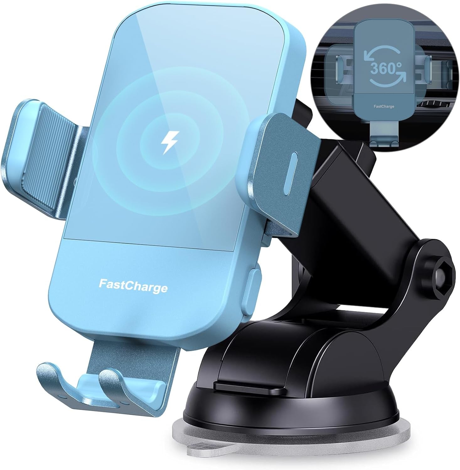 Wireless Car Charger, 15W Qi Fast Charging Auto Clamping Car Charger Phone Mount Windshield Dashboard Air Vent Phone Holder for Iphone 11 Pro Max Xs, Samsung Galaxy S20, S10+ S9+ Note 9, Etc