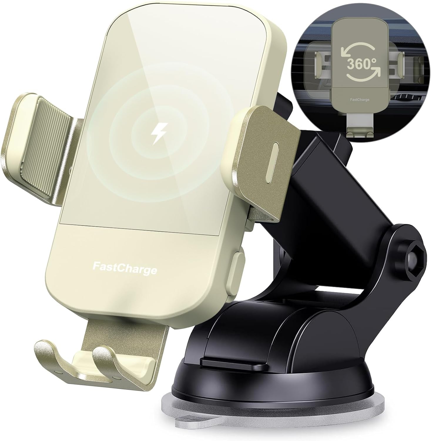 Wireless Car Charger, 15W Qi Fast Charging Auto Clamping Car Charger Phone Mount Windshield Dashboard Air Vent Phone Holder for Iphone 11 Pro Max Xs, Samsung Galaxy S20, S10+ S9+ Note 9, Etc