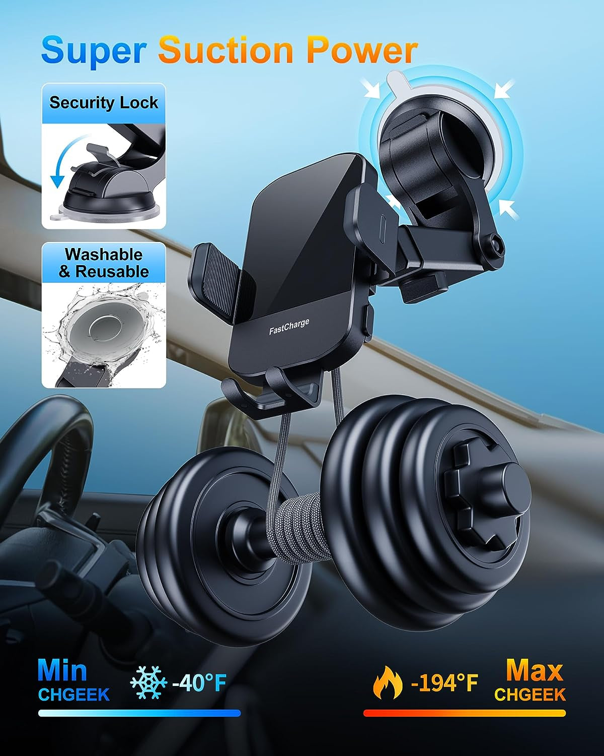 Wireless Car Charger, 15W Qi Fast Charging Auto Clamping Car Charger Phone Mount Windshield Dashboard Air Vent Phone Holder for Iphone 11 Pro Max Xs, Samsung Galaxy S20, S10+ S9+ Note 9, Etc