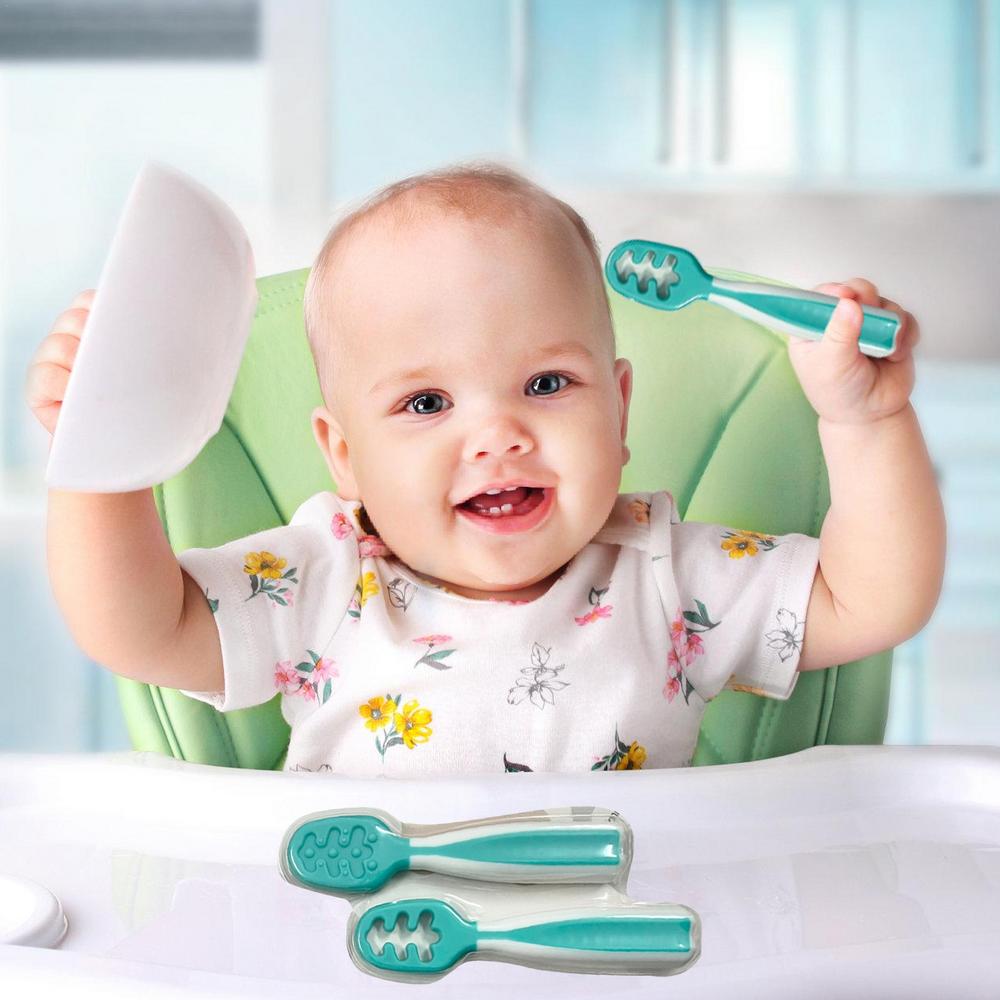 2pcs Silicone Soft Teether Leaning Spoon