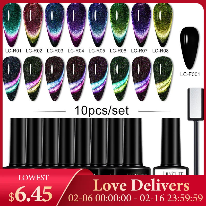 10PCS/SET Cat Magnetic Gel Nail Polish Set