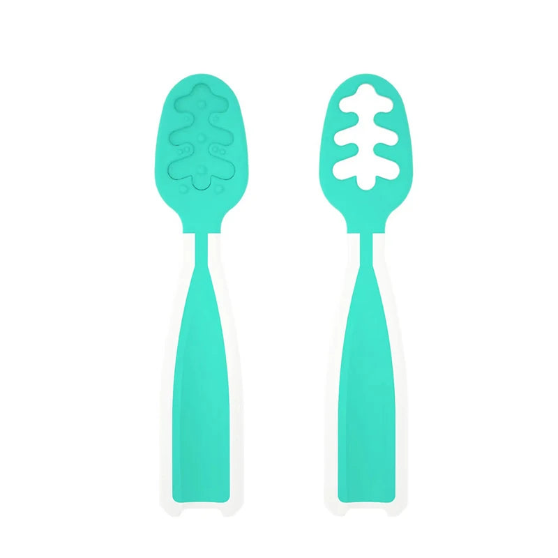 2pcs Silicone Soft Teether Leaning Spoon