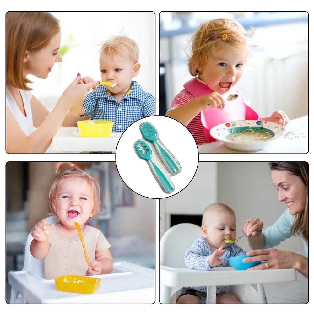 2pcs Silicone Soft Teether Leaning Spoon