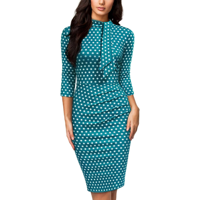 Women'S Retro Half Collar Ruffle Style Cocktail Pencil Dress