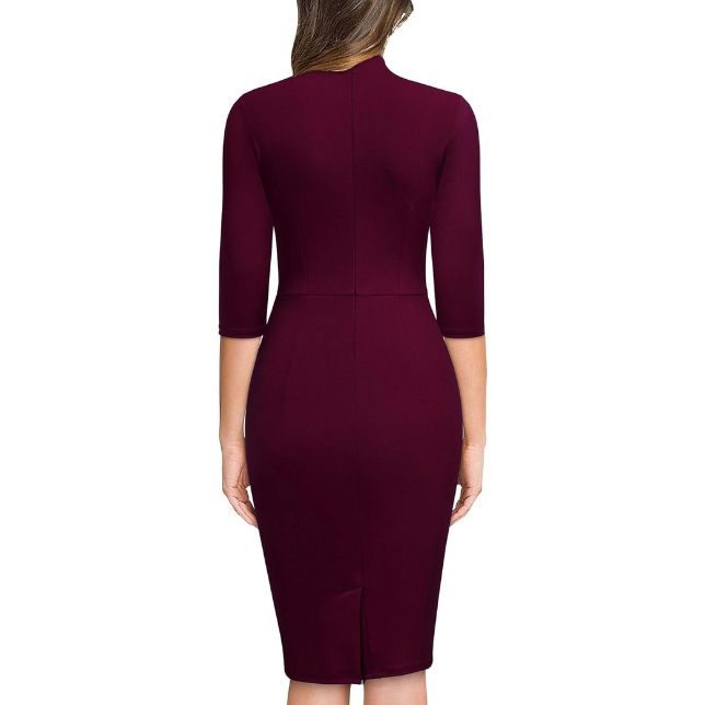 Women'S Retro Half Collar Ruffle Style Cocktail Pencil Dress