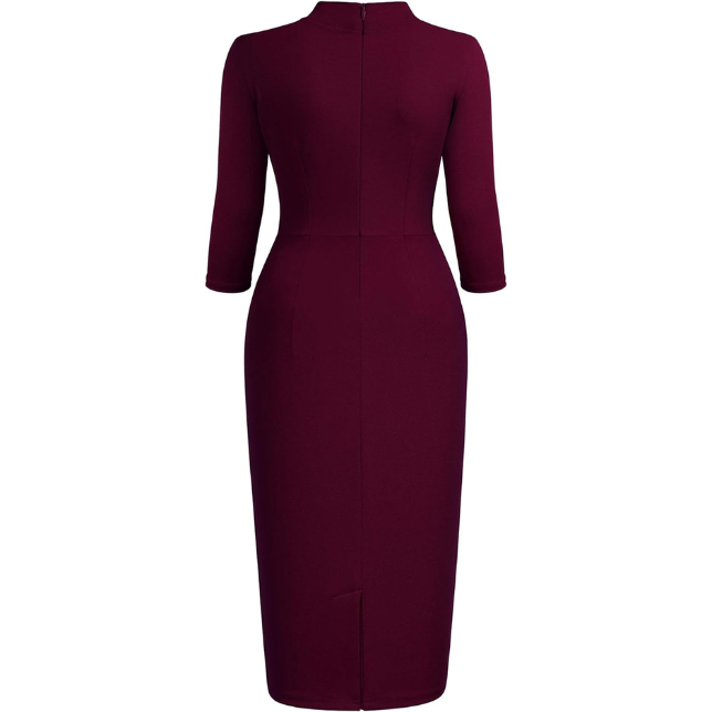 Women'S Retro Half Collar Ruffle Style Cocktail Pencil Dress