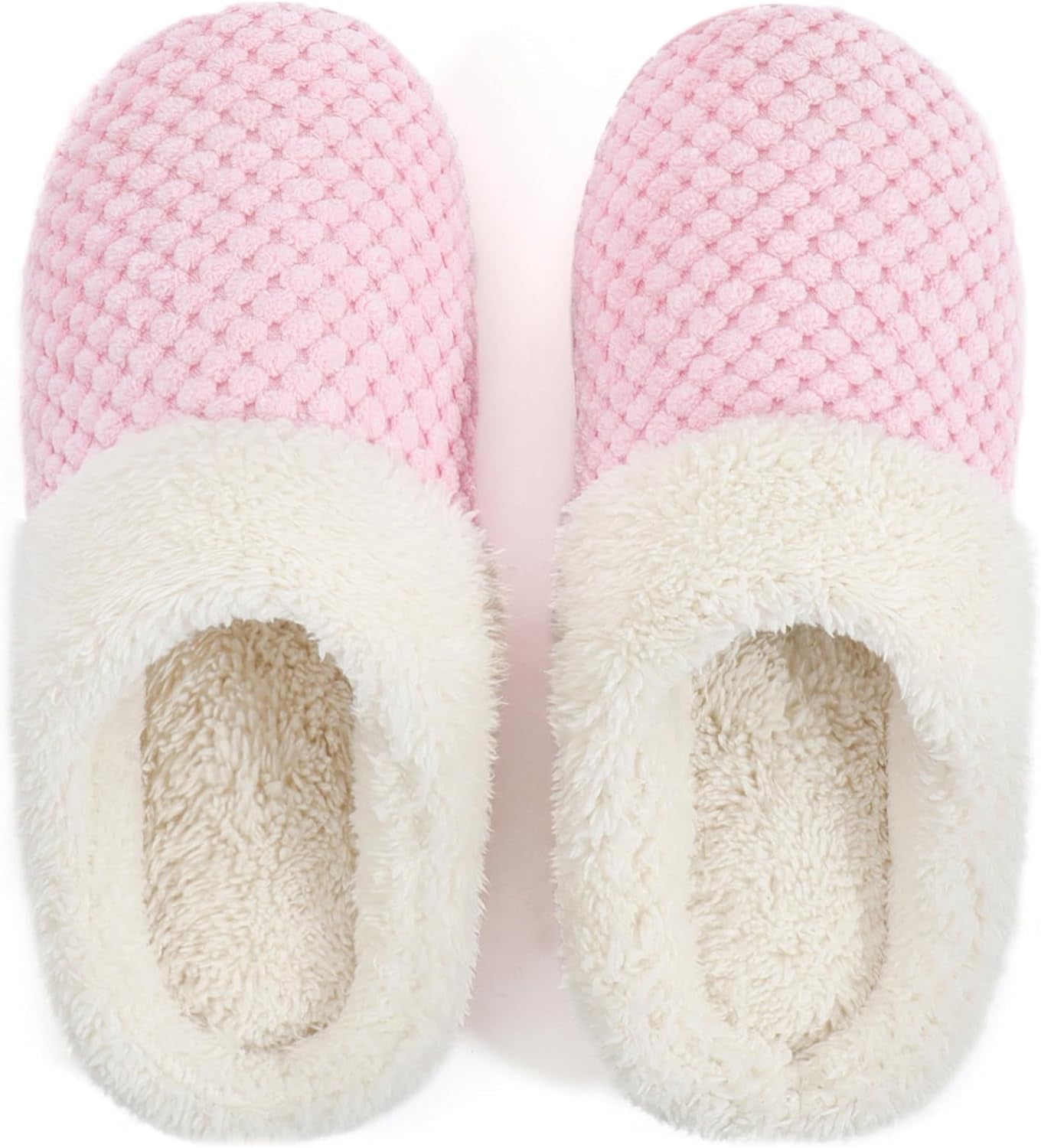 Women'S Lamb-Hug Comfy Fleece House Slippers Memory Foam, Slip-On House Shoes Indoor Outdoor