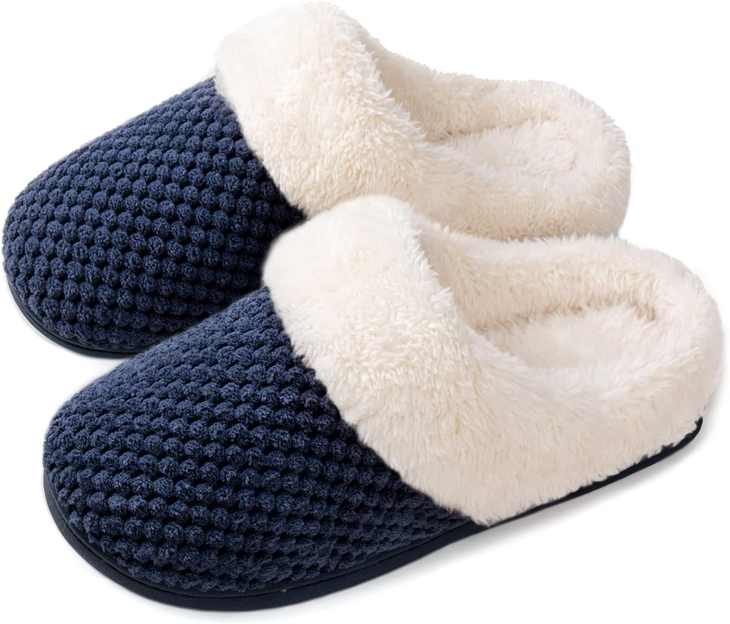 Women'S Lamb-Hug Comfy Fleece House Slippers Memory Foam, Slip-On House Shoes Indoor Outdoor