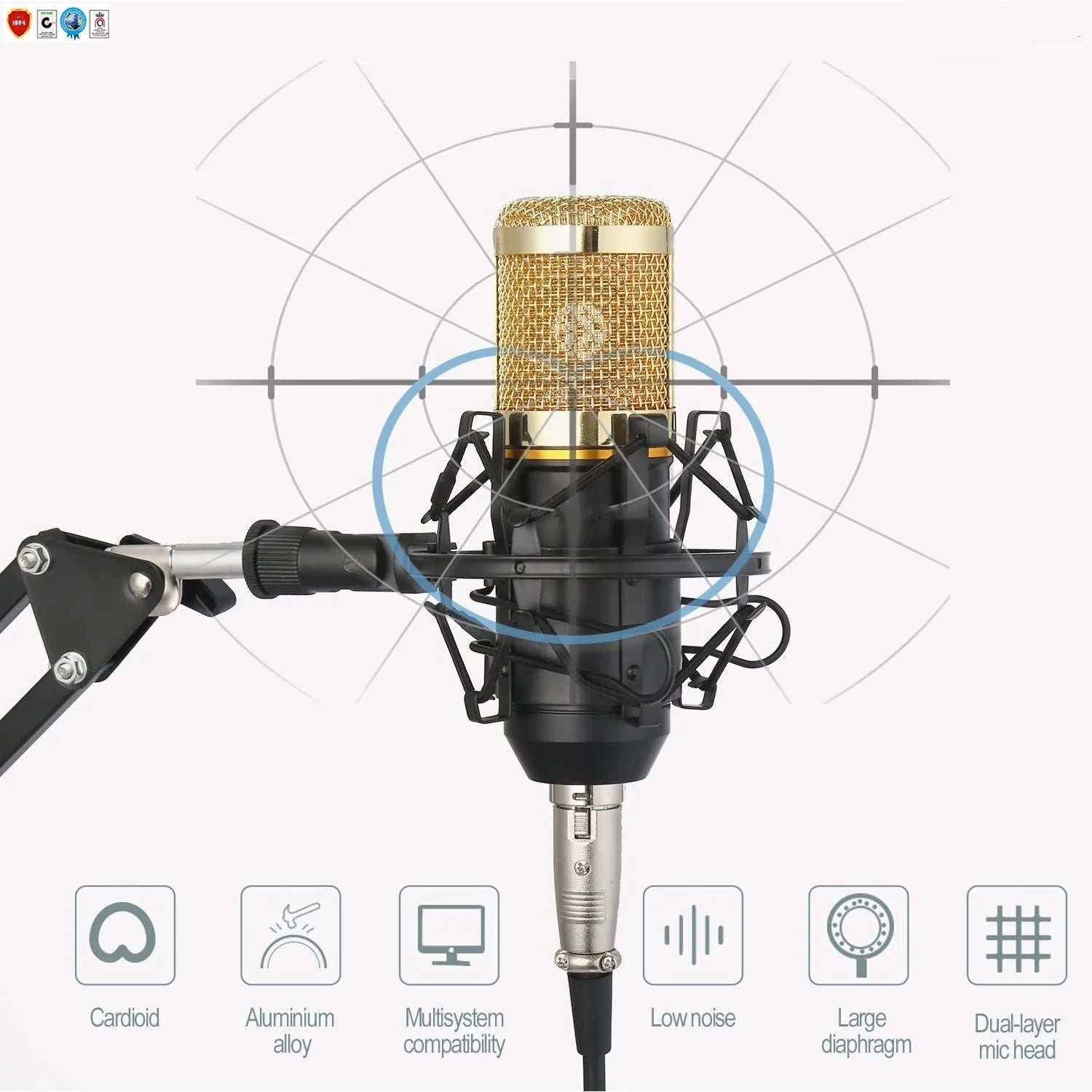 5 Core Podcast Equipment Bundle All in One Podcast Kit W Condenser Microphone Perfect for Recording Broadcasting Live Streaming - REC SET