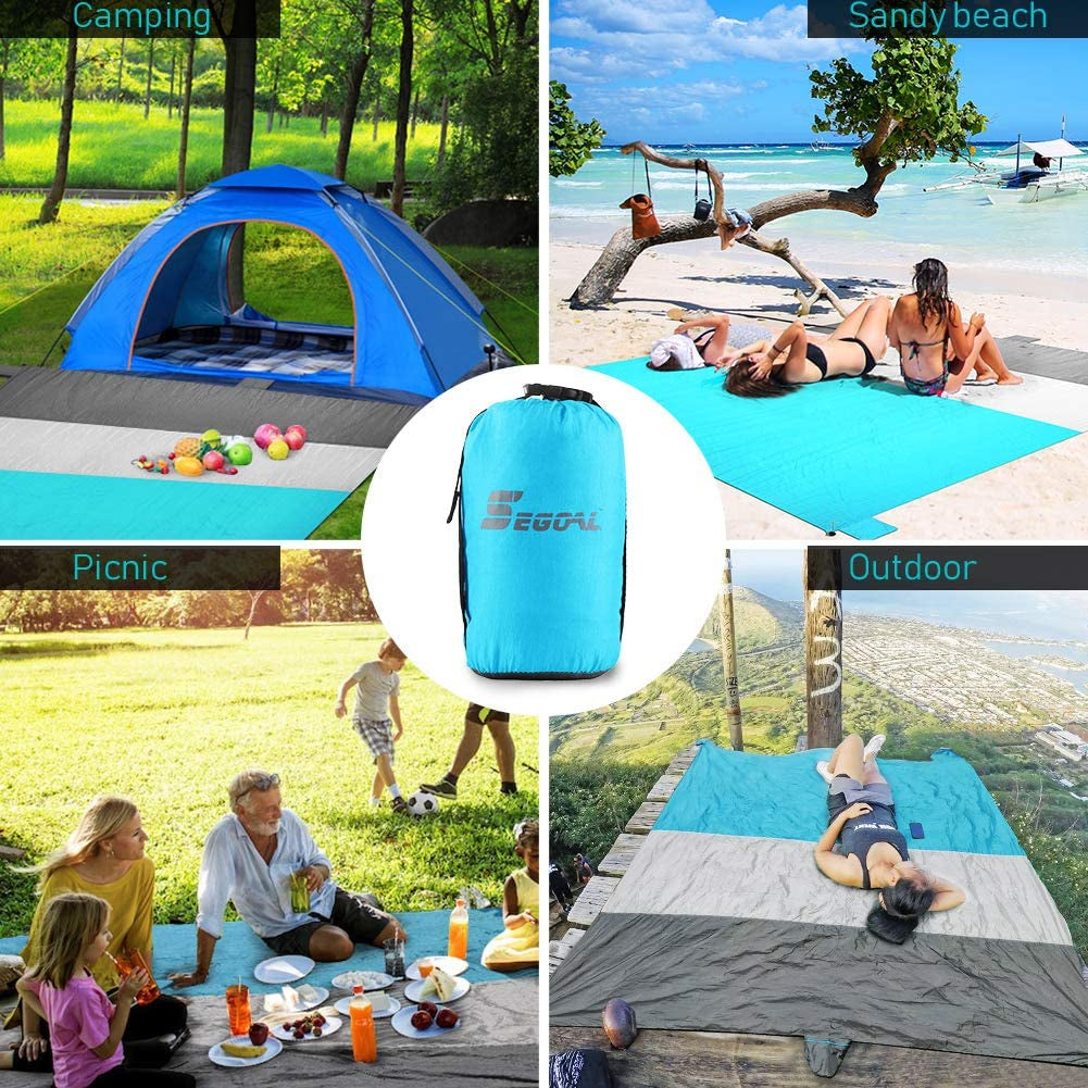 Sand Free Beach Blanket 10' X 9' Large Oversized Waterproof Soft Lightweight Durable Quick Drying Portable Sand Proof Mat for Adults Family Picnic Travel Camping Hiking with 4 Corner Pockets