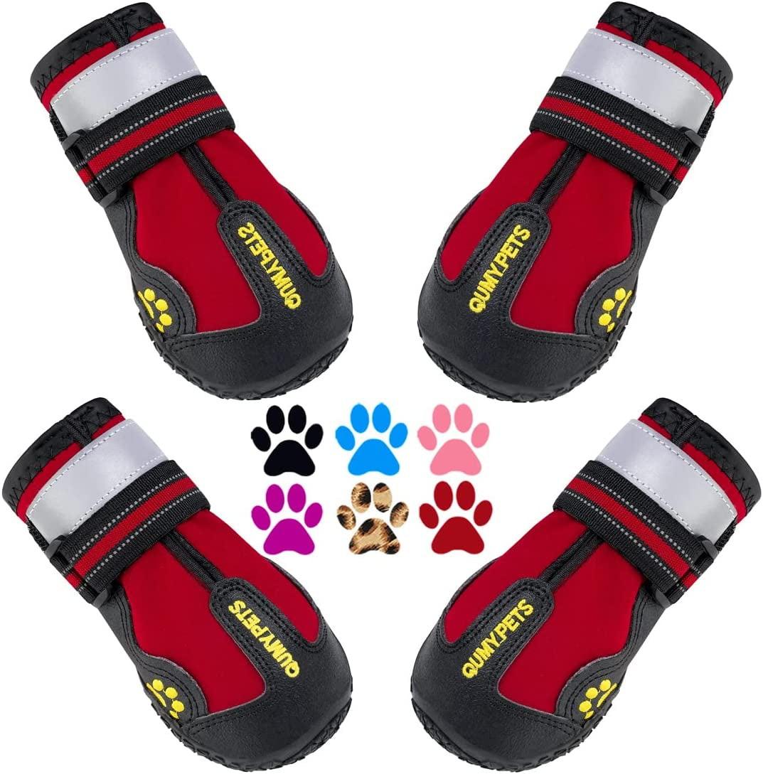 Dog Shoes for Large Dogs, Medium Dog Boots & Paw Protectors for Winter Snowy Day, Summer Hot Pavement, Waterproof in Rainy Weather, Outdoor Walking, Indoor Hardfloors anti Slip Sole Black Size 6