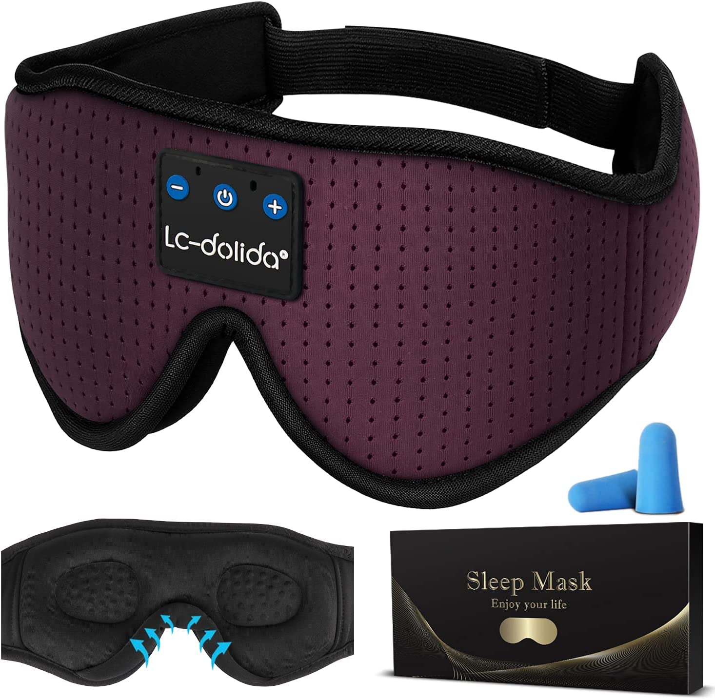 Sleep Mask with Bluetooth Headphones, Sleep Headphones Bluetooth Sleep Mask 3D Sleeping Headphones for Side Sleepers Best Gift and Travel Essential (Classical Purple)