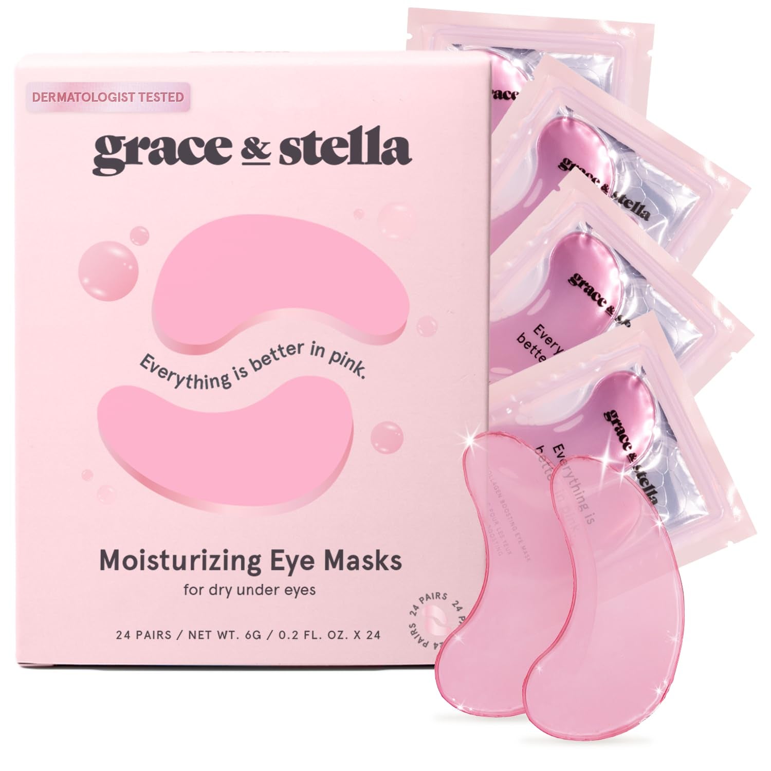 Under Eye Mask (Gold, 24 Pairs) Reduce Dark Circles, Puffy Eyes, Undereye Bags, Wrinkles - Gel under Eye Patches, Vegan Cruelty-Free Self Care by Grace and Stella