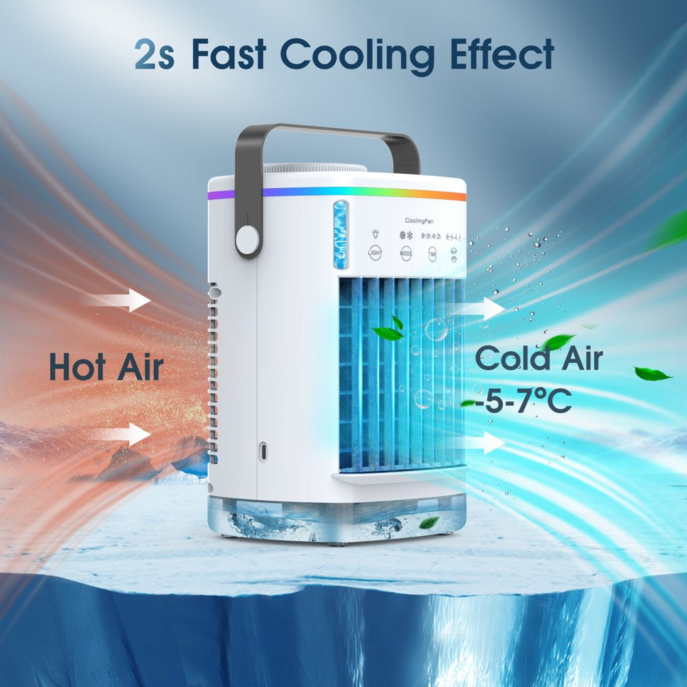 Portable Air Conditioners, Personal Mini Air Conditioner Fan with Humidifier, Mini Evaporative Air Cooler for Room Bedroom Office Desk