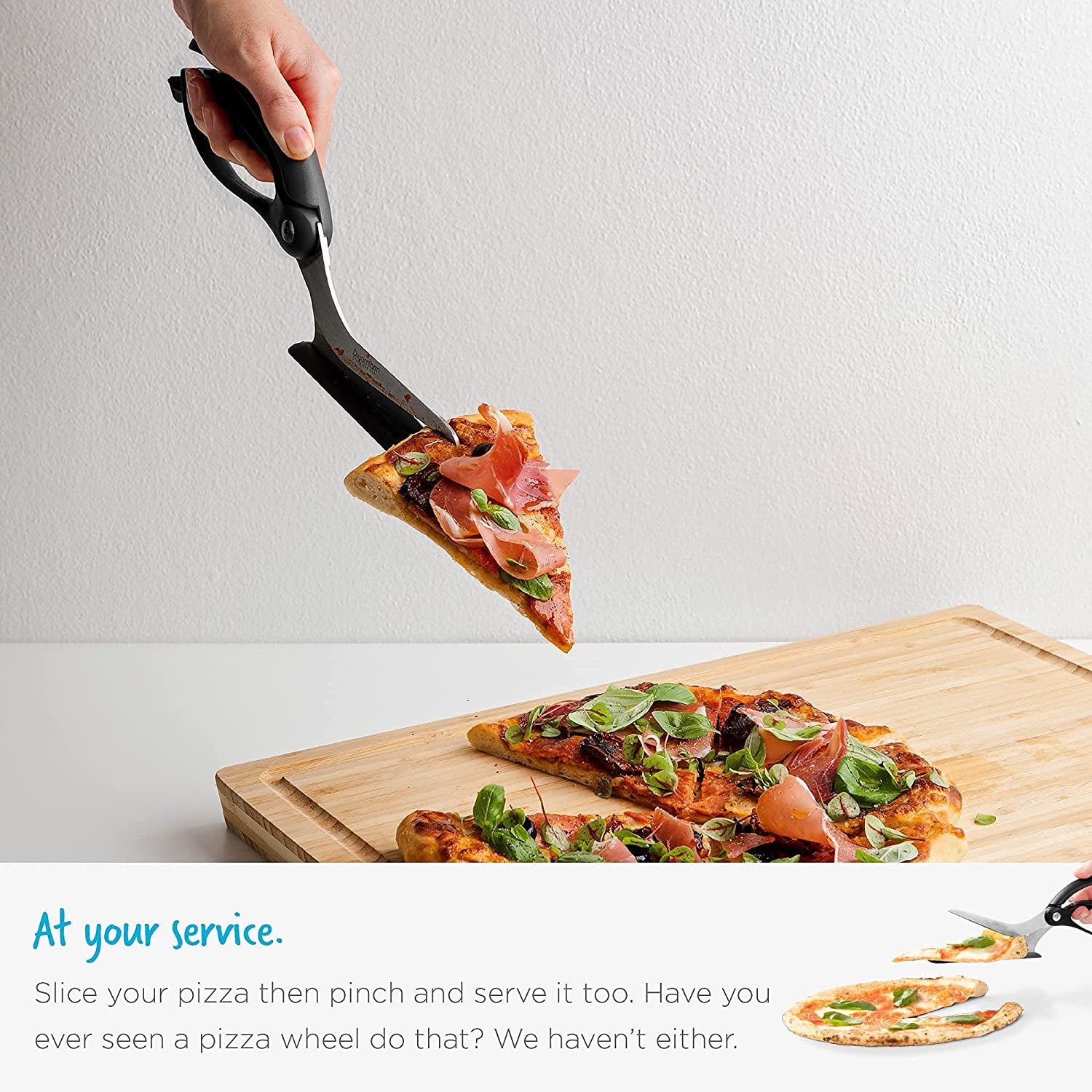 Scizza | Non-Stick Pizza Scissors with Protective Server | Stainless Steel All-In-One Pizza Slicer & Pizza Server | Easy-To-Use & Clean Pizza Cutters | Black