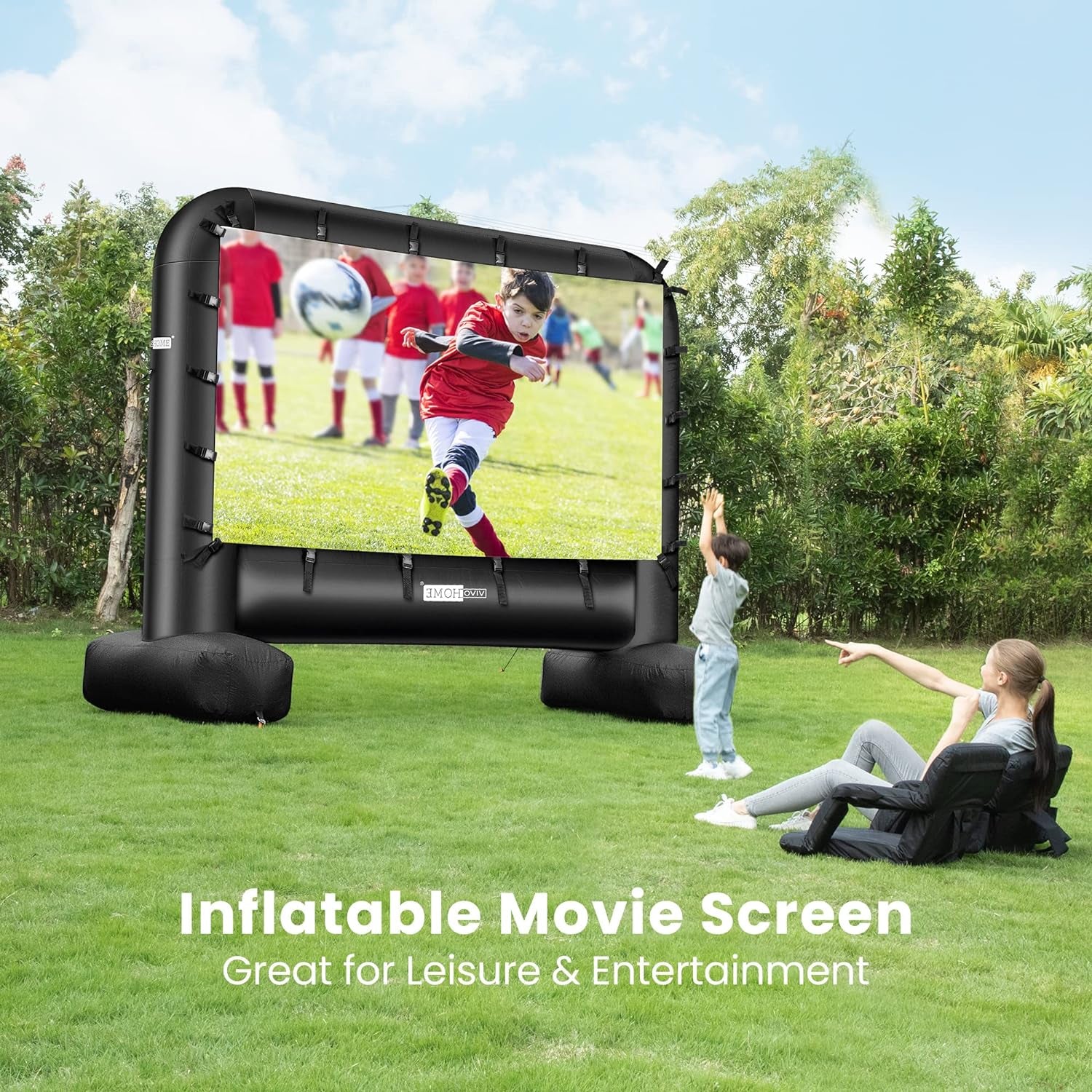 24 Feet Indoor and Outdoor Inflatable Blow up Mega Movie Projector Screen with Carry Bag for Front and Rear Projection